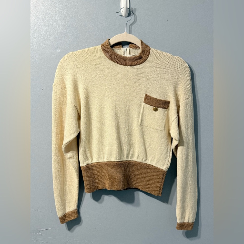 St. John by Marie Gray Vintage Two-tone Cream Knit Wool Sweater Women’s Size 4‎